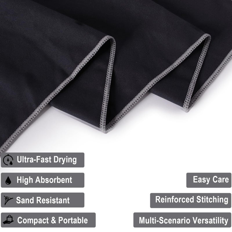 Your Choice Quick Dry Towel - Super Absorbent Microfiber for Gym, Travel, Camping | Ultra Compact & Lightweight(S/Black) - Image 2